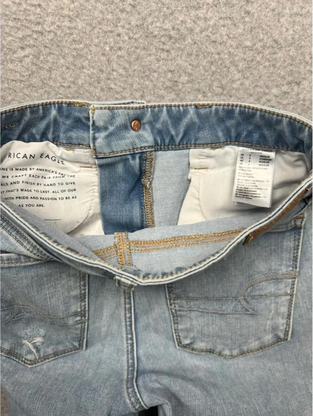 American Eagle Jeans High Rise Jegging Distressed Womens 0 Classic Light Wash